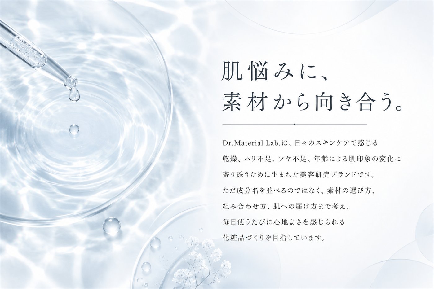 肌悩みに素材から向き合うDr.Material Labの説明
